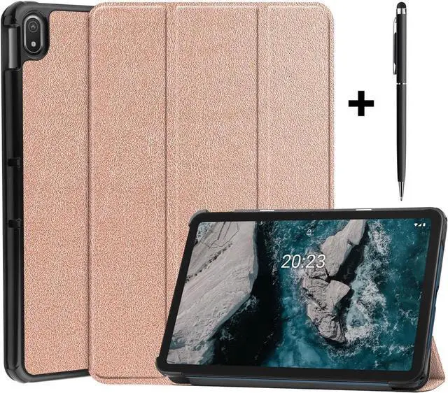 Main image of Nokia T20 Tablet Case 10.36 Inch 2021, Slim Light Trifold Stand Hard Shell Smart Cover for 10.36" Nokia T20 Tablet TA-1392 TA-13797 TA-1394 2021 with Universal Stylus Pen Blue Rose Gold