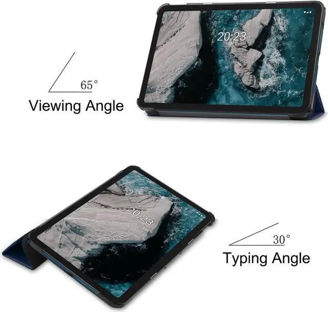 Alt view image 4 of 7 - Nokia T20 Tablet Case 10.36 Inch 2021, Slim Light Trifold Stand Hard Shell Smart Cover for 10.36" Nokia T20 Tablet TA-1392 TA-13797 TA-1394 2021 with Universal Stylus Pen Blue Blue