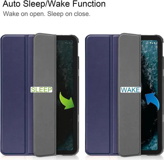 Alt view image 6 of 7 - Nokia T20 Tablet Case 10.36 Inch 2021, Slim Light Trifold Stand Hard Shell Smart Cover for 10.36" Nokia T20 Tablet TA-1392 TA-13797 TA-1394 2021 with Universal Stylus Pen Blue Blue