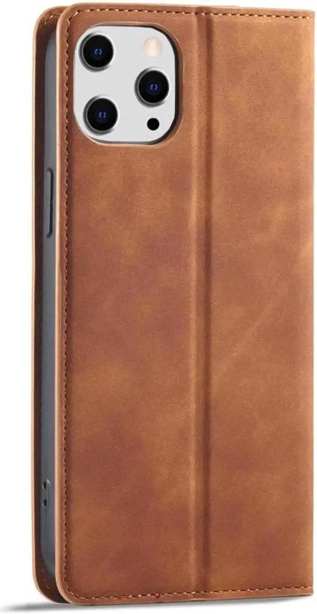 Alt view image 2 of 6 - Case for iPhone 15 Pro 6.1 inch Premium PU Leather Cover with Card Holder Kickstand Shockproof Flip Wallet Cover Brown