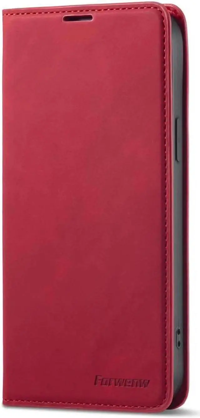 Alt view image 2 of 7 - Case for iPhone 15 Pro 6.1 inch Premium PU Leather Cover with Card Holder Kickstand Shockproof Flip Wallet Cover Red