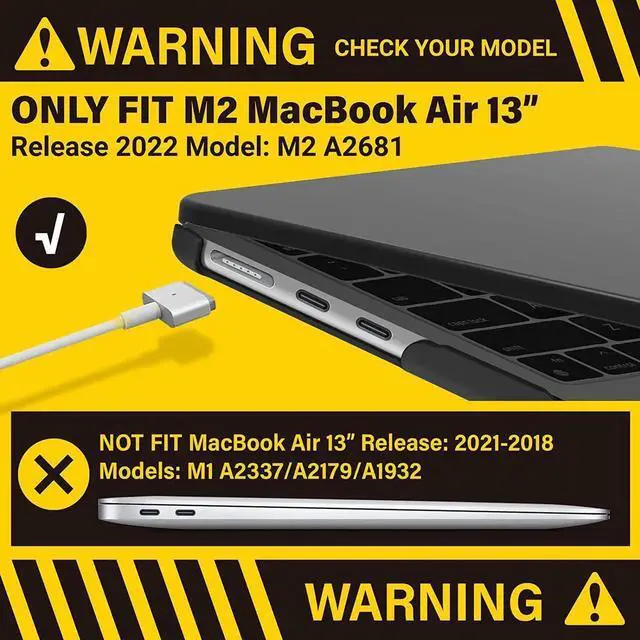 Alt view image 4 of 7 - Compatible with MacBook Air 13.6 inch Case 2022 Release Model A2681 M2 Chip with Liquid Retina Display Touch ID, Protective Laptop Cover Plastic Hard Shell with Keyboard Cover Skin