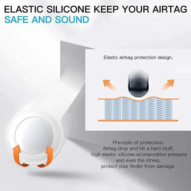 Alt view image 3 of 5 - Case for AirTag Phone Finder, Anti-Scratch Protective Skin Cover with Keychain, White