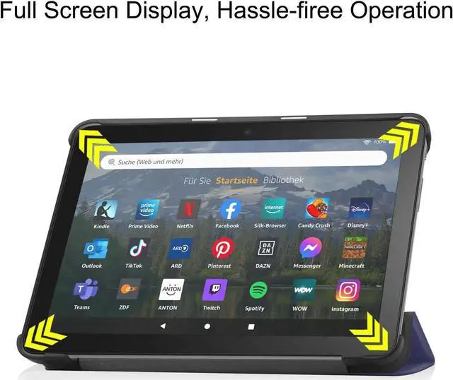 Alt view image 2 of 6 - Case for Amazon Fire HD 8 and Fire HD 8 Plus (12th Generation/10th Generation, 2022/2020 Release) 8" Tablet - Ultra Lightweight Slim Shell Stand Cover Auto Wake/Sleep with Universal Stylus Pen Blue