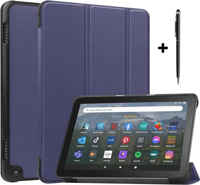 Main image of Case for Amazon Fire HD 8 and Fire HD 8 Plus (12th Generation/10th Generation, 2022/2020 Release) 8" Tablet - Ultra Lightweight Slim Shell Stand Cover Auto Wake/Sleep with Universal Stylus Pen Blue