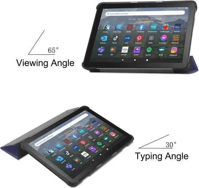 Alt view image 6 of 6 - Case for Amazon Fire HD 8 and Fire HD 8 Plus (12th Generation/10th Generation, 2022/2020 Release) 8" Tablet - Ultra Lightweight Slim Shell Stand Cover Auto Wake/Sleep with Universal Stylus Pen Blue