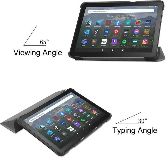 Alt view image 3 of 7 - Case for Amazon Fire HD 8 and Fire HD 8 Plus (12th Generation/10th Generation, 2022/2020 Release) 8" Tablet - Ultra Lightweight Slim Shell Stand Cover Auto Wake/Sleep with Universal Stylus Pen Gray