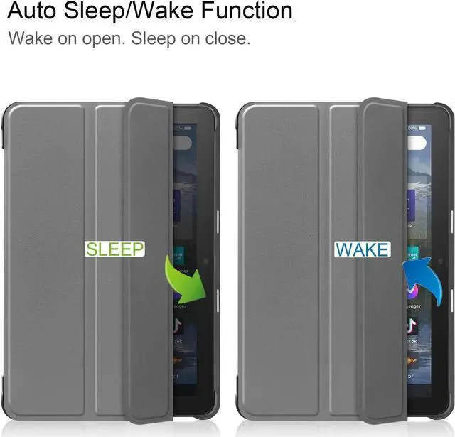 Alt view image 5 of 7 - Case for Amazon Fire HD 8 and Fire HD 8 Plus (12th Generation/10th Generation, 2022/2020 Release) 8" Tablet - Ultra Lightweight Slim Shell Stand Cover Auto Wake/Sleep with Universal Stylus Pen Gray