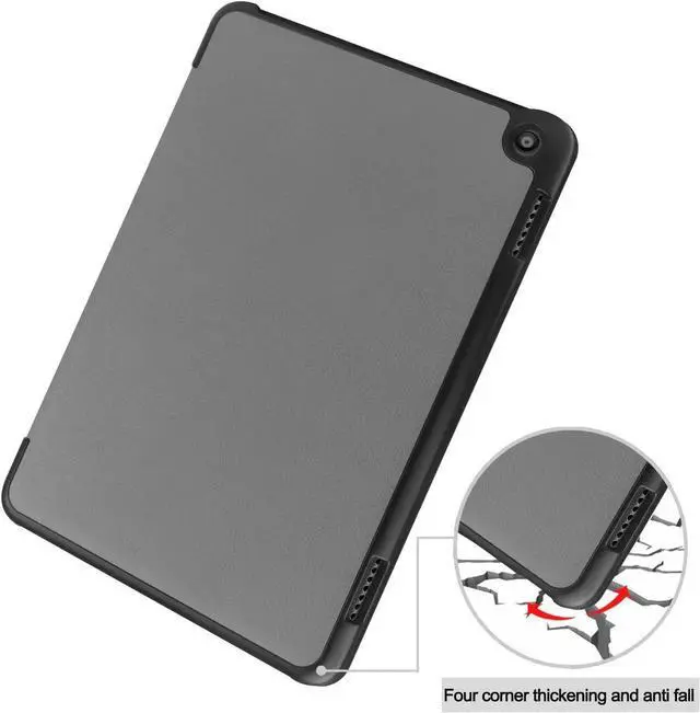 Alt view image 6 of 7 - Case for Amazon Fire HD 8 and Fire HD 8 Plus (12th Generation/10th Generation, 2022/2020 Release) 8" Tablet - Ultra Lightweight Slim Shell Stand Cover Auto Wake/Sleep with Universal Stylus Pen Gray