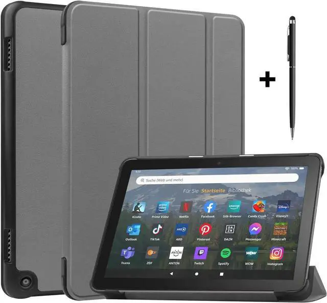 Main image of Case for Amazon Fire HD 8 and Fire HD 8 Plus (12th Generation/10th Generation, 2022/2020 Release) 8" Tablet - Ultra Lightweight Slim Shell Stand Cover Auto Wake/Sleep with Universal Stylus Pen Gray