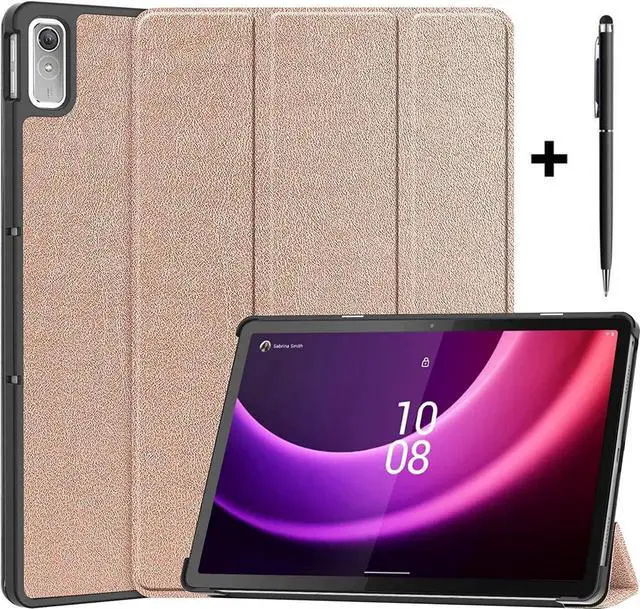 Main image of Case for Lenovo Tab P11 2nd Generation 11.5 inch / Xiaoxin Pad Plus 11.5 2023, Tri fold Slim Lightweight Hard Shell Smart Protective Cover with Multi-Angle Stand, Universal Stylus Pen Rose Gold