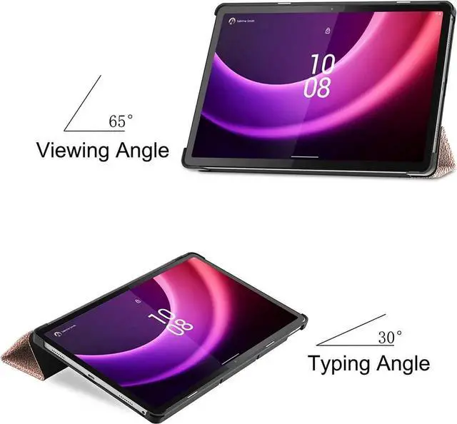 Alt view image 2 of 6 - Case for Lenovo Tab P11 2nd Generation 11.5 inch / Xiaoxin Pad Plus 11.5 2023, Tri fold Slim Lightweight Hard Shell Smart Protective Cover with Multi-Angle Stand, Universal Stylus Pen Rose Gold