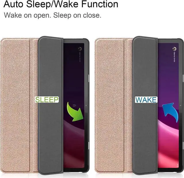 Alt view image 4 of 6 - Case for Lenovo Tab P11 2nd Generation 11.5 inch / Xiaoxin Pad Plus 11.5 2023, Tri fold Slim Lightweight Hard Shell Smart Protective Cover with Multi-Angle Stand, Universal Stylus Pen Rose Gold