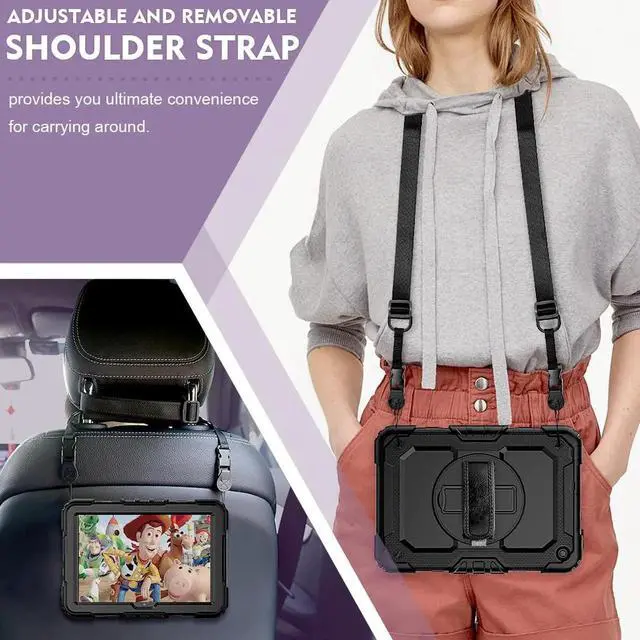 Alt view image 7 of 7 - Case for Fire HD 8 2020 & Fire HD 8 Plus 2020 Heavy Duty Protective Shockproof Cover with Hand Strap, Shoulder Strap, Kickstand for Amazon Kindle Fire HD 8 & Fire HD 8 Plus 8 inch Tablet 2020 Release