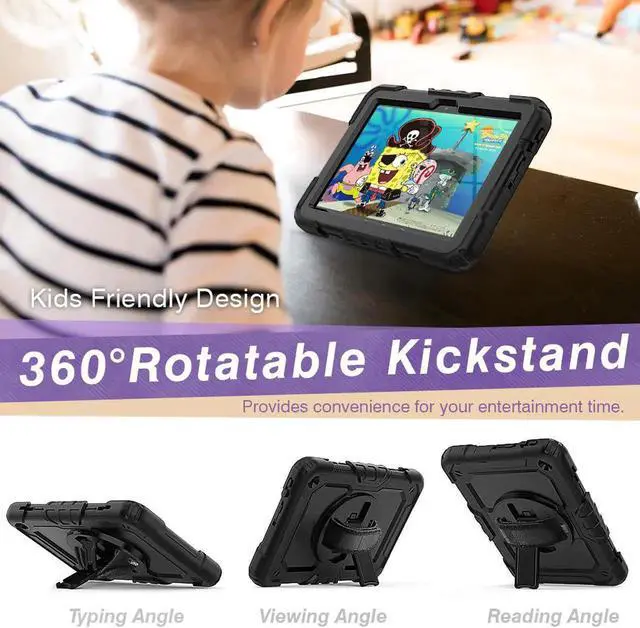 Alt view image 5 of 7 - Case for Fire HD 8 2020 & Fire HD 8 Plus 2020 Heavy Duty Protective Shockproof Cover with Hand Strap, Shoulder Strap, Kickstand for Amazon Kindle Fire HD 8 & Fire HD 8 Plus 8 inch Tablet 2020 Release