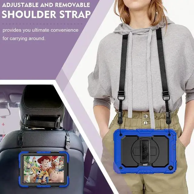 Alt view image 3 of 7 - Case for Fire HD 8 2020 & Fire HD 8 Plus 2020 Heavy Duty Protective Shockproof Cover with Hand Strap, Shoulder Strap, Kickstand for Amazon Kindle Fire HD 8 & Fire HD 8 Plus 8 inch Tablet 2020 Release