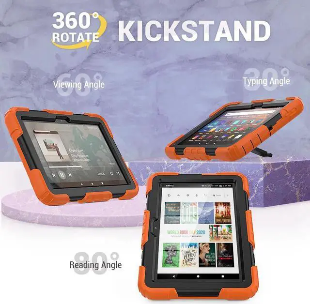 Alt view image 2 of 7 - Case for Fire HD 8 2020 & Fire HD 8 Plus 2020 Heavy Duty Protective Shockproof Cover with Hand Strap, Shoulder Strap, Kickstand for Amazon Kindle Fire HD 8 & Fire HD 8 Plus 8 inch Tablet 2020 Release