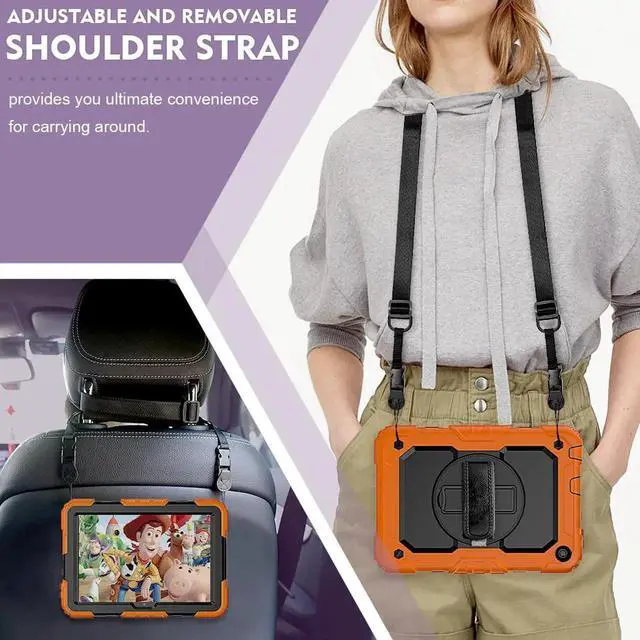 Alt view image 6 of 7 - Case for Fire HD 8 2020 & Fire HD 8 Plus 2020 Heavy Duty Protective Shockproof Cover with Hand Strap, Shoulder Strap, Kickstand for Amazon Kindle Fire HD 8 & Fire HD 8 Plus 8 inch Tablet 2020 Release