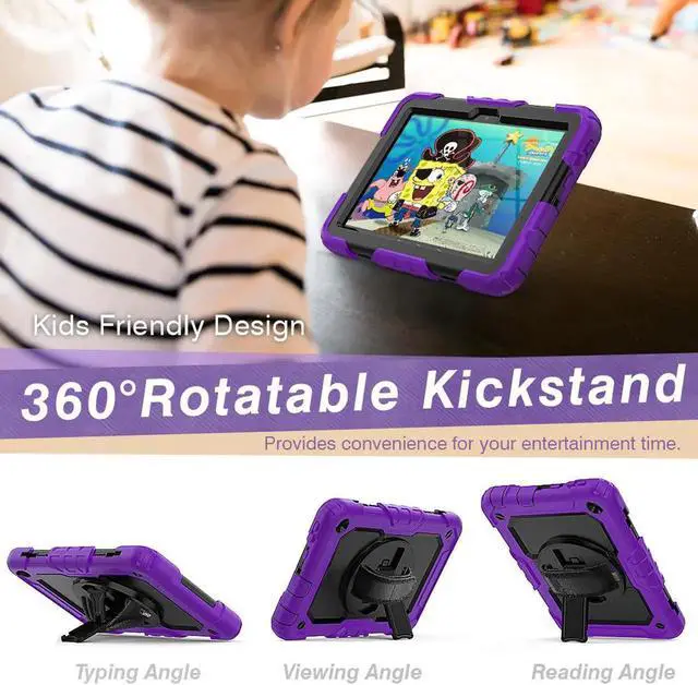 Alt view image 4 of 7 - Case for Fire HD 8 2020 & Fire HD 8 Plus 2020 Heavy Duty Protective Shockproof Cover with Hand Strap, Shoulder Strap, Kickstand for Amazon Kindle Fire HD 8 & Fire HD 8 Plus 8 inch Tablet 2020 Release