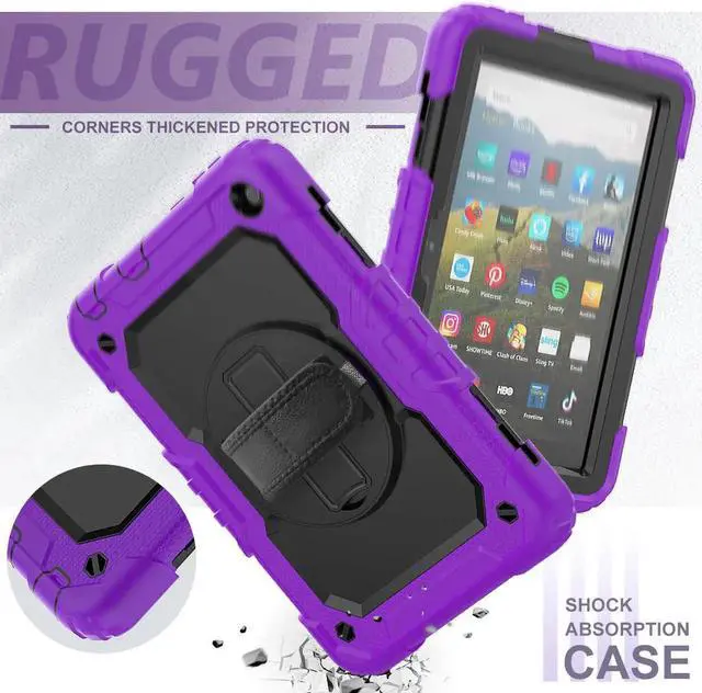 Alt view image 7 of 7 - Case for Fire HD 8 2020 & Fire HD 8 Plus 2020 Heavy Duty Protective Shockproof Cover with Hand Strap, Shoulder Strap, Kickstand for Amazon Kindle Fire HD 8 & Fire HD 8 Plus 8 inch Tablet 2020 Release