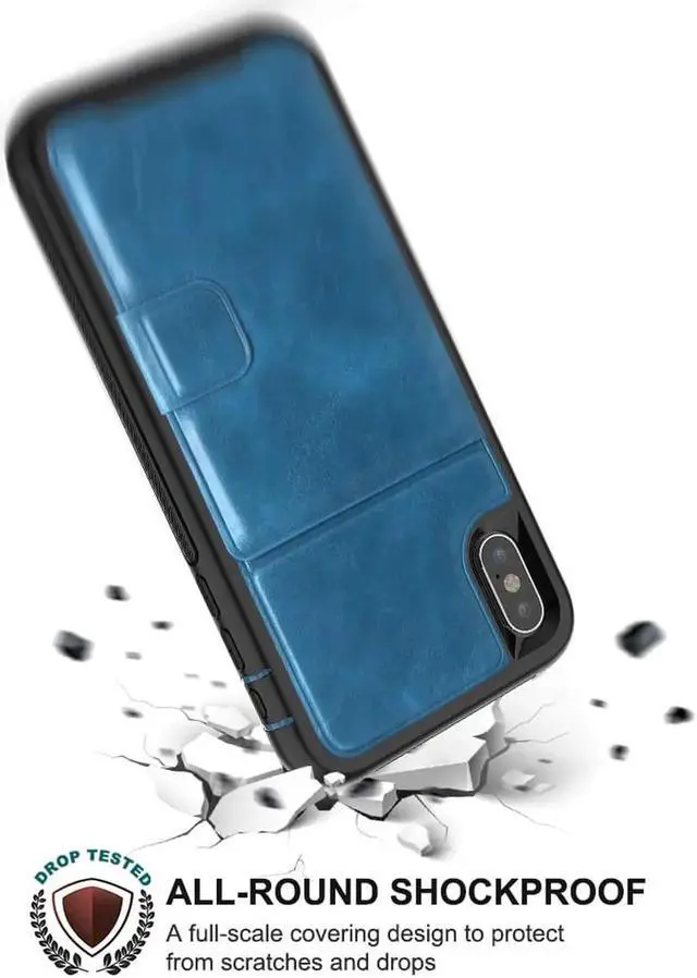 Alt view image 7 of 7 - iPhone Xs Max Wallet Case, iPhone Xs Max 6.5'' 2018 Wallet Case with PU Leather Card Holder Slot Shockproof Protective Case for Apple iPhone Xs Max 6.5 inches 2018 Blue