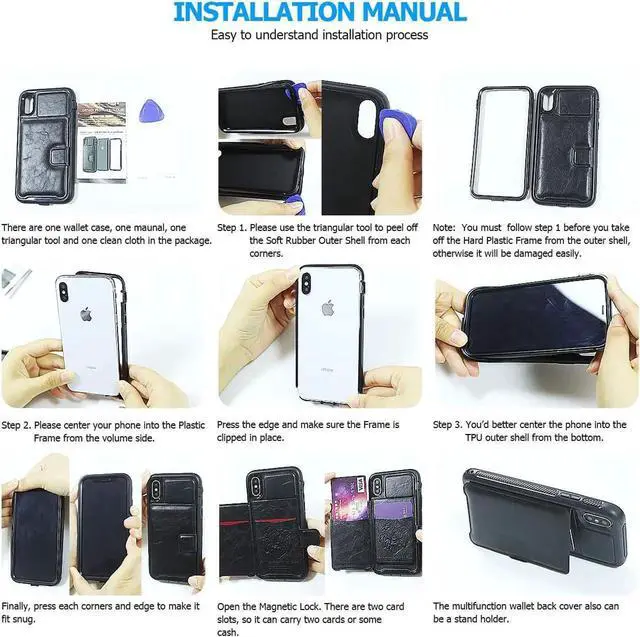 Alt view image 3 of 7 - iPhone Xs Max Wallet Case, iPhone Xs Max 6.5'' 2018 Wallet Case with PU Leather Card Holder Slot Shockproof Protective Case for Apple iPhone Xs Max 6.5 inches 2018 Blue