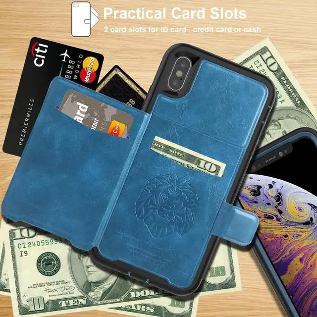 Alt view image 5 of 7 - iPhone Xs Max Wallet Case, iPhone Xs Max 6.5'' 2018 Wallet Case with PU Leather Card Holder Slot Shockproof Protective Case for Apple iPhone Xs Max 6.5 inches 2018 Blue