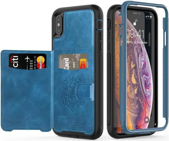 Main image of iPhone Xs Max Wallet Case, iPhone Xs Max 6.5'' 2018 Wallet Case with PU Leather Card Holder Slot Shockproof Protective Case for Apple iPhone Xs Max 6.5 inches 2018 Blue