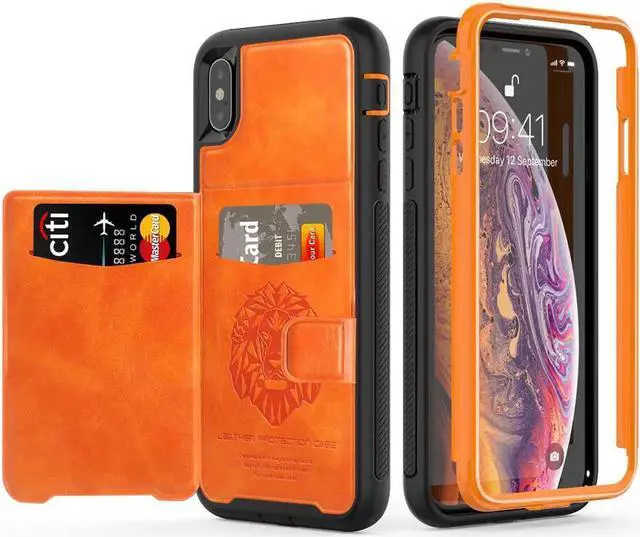 Main image of iPhone Xs Max Wallet Case, iPhone Xs Max 6.5'' 2018 Wallet Case with PU Leather Card Holder Slot Shockproof Protective Case for Apple iPhone Xs Max 6.5 inches 2018 Orange