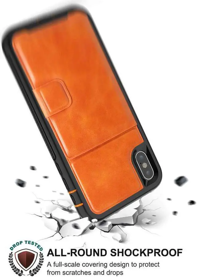 Alt view image 3 of 7 - iPhone Xs Max Wallet Case, iPhone Xs Max 6.5'' 2018 Wallet Case with PU Leather Card Holder Slot Shockproof Protective Case for Apple iPhone Xs Max 6.5 inches 2018 Orange