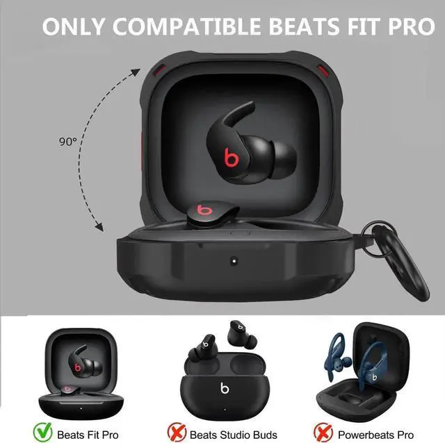 Alt view image 3 of 7 - For Beats Fit Pro Case Cover, Full-Body Protective Rugged Hard PC Soft TPU Armor Earbuds Case for Beats Fit Pro 2021 Headphones Accessories Charging Shell Protector with Carabiner