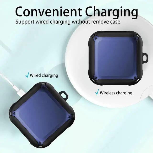 Alt view image 5 of 7 - For Beats Fit Pro Case Cover, Full-Body Protective Rugged Hard PC Soft TPU Armor Earbuds Case for Beats Fit Pro 2021 Headphones Accessories Charging Shell Protector with Carabiner