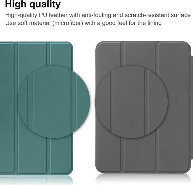 Alt view image 3 of 7 - Case Compatible with iPad 10th Generation 10.9 Inch 2022 with Pencil Holder, Protective Stand Cover with Soft TPU Back, Auto Sleep/Wake with Universal Stylus Pen Dark Green