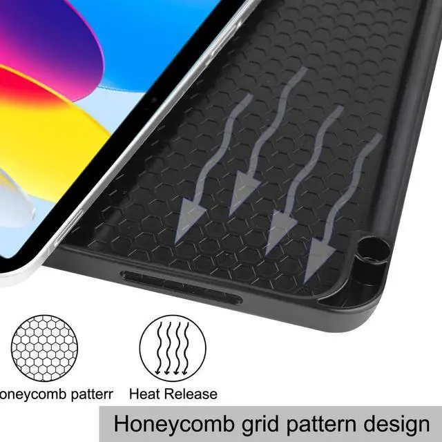 Alt view image 3 of 7 - Case Compatible with iPad 10th Generation 10.9 Inch 2022 with Pencil Holder, Protective Stand Cover with Soft TPU Back, Auto Sleep/Wake with Universal Stylus Pen Rose Red