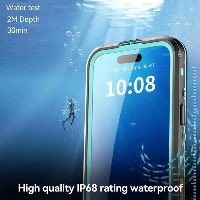 Alt view image 4 of 7 - for iPhone 17 Pro Max Waterproof Case Compatible with MagSafe, Magnetic Waterproof Full Body IP68 Underwater Case Built-in Screen Protector Military Grade Shockproof Cover with Lanyard Blue