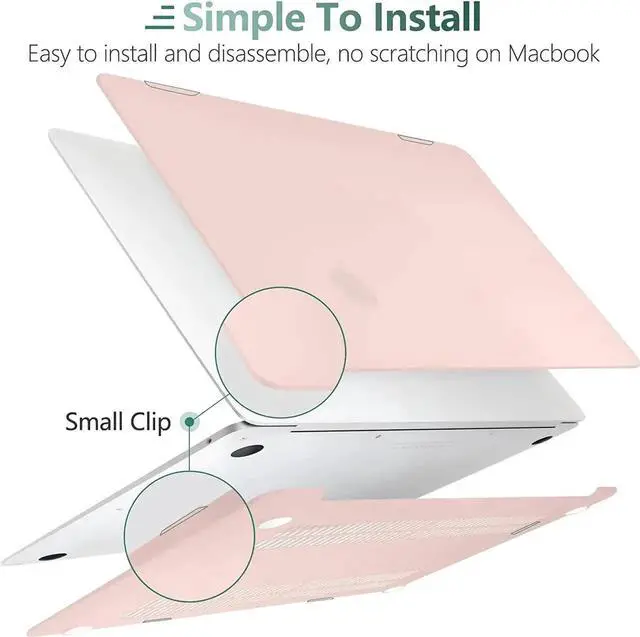 Alt view image 5 of 7 - Compatible with MacBook Air 13 inch Case 2022, 2021-2018 Release A2337 M1 A2179 A1932 with Retina Display Touch ID, Plastic Hard Shell with Keyboard Cover Light Pink