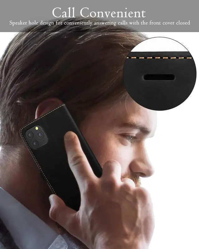 Alt view image 7 of 7 - iPhone 11 Pro Wallet Case Premium Leather iPhone 11 Pro Folio Flip Case with Kickstand Card Holder Slots Shockproof Protective Cover for Apple iPhone 11 Pro 5.8 inch