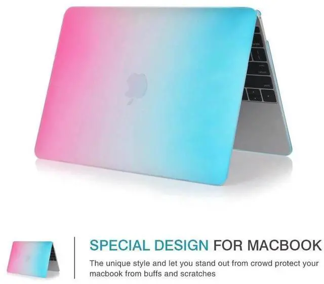 Alt view image 4 of 7 - Compatible with MacBook Air 13 inch Case 2022, 2021-2018 Release A2337 M1 A2179 A1932 with Retina Display Touch ID, Plastic Hard Shell with Keyboard Cover Rainbow Red