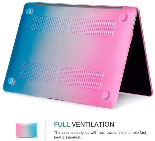 Alt view image 6 of 7 - Compatible with MacBook Air 13 inch Case 2022, 2021-2018 Release A2337 M1 A2179 A1932 with Retina Display Touch ID, Plastic Hard Shell with Keyboard Cover Rainbow Red