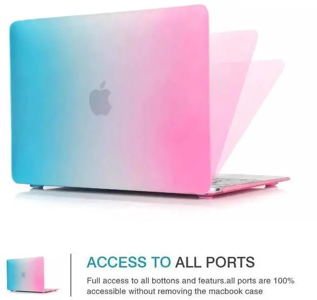 Alt view image 7 of 7 - Compatible with MacBook Air 13 inch Case 2022, 2021-2018 Release A2337 M1 A2179 A1932 with Retina Display Touch ID, Plastic Hard Shell with Keyboard Cover Rainbow Red