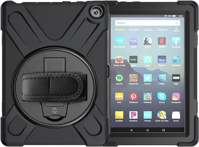 Alt view image 5 of 7 - Case for Amazon Kindle Fire HD 8 2020 / Fire 8 Plus 2020 - 10th Generation 2020 Released - Shockproof Protective Cover with Built-in Kickstand Hand Strap & Shoulder Strap