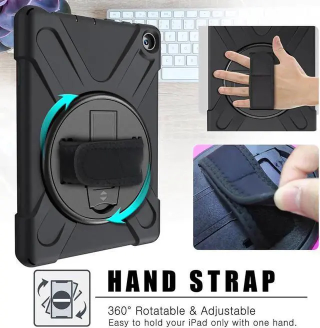 Alt view image 2 of 7 - Case for Amazon Kindle Fire HD 8 2020 / Fire 8 Plus 2020 - 10th Generation 2020 Released - Shockproof Protective Cover with Built-in Kickstand Hand Strap & Shoulder Strap