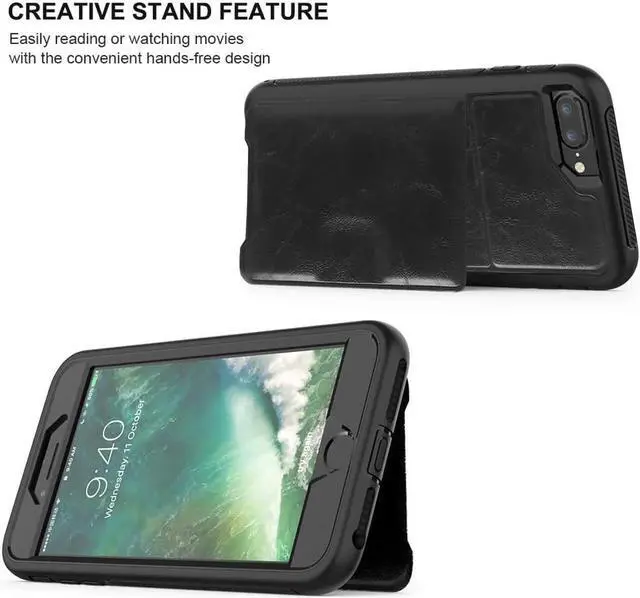 Alt view image 5 of 6 - iPhone 6 7 8 Plus Case Werleo Full-Body Heavy Duty Protection Case with a Dual Layer Wallet designlot & Kickstand for iPhone 6 7 8 Plus 5.5 inch PC TPU and PU Leather 3 Layer Hybrid Case