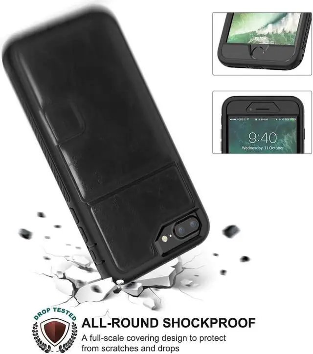 Alt view image 3 of 6 - iPhone 6 7 8 Plus Case Werleo Full-Body Heavy Duty Protection Case with a Dual Layer Wallet designlot & Kickstand for iPhone 6 7 8 Plus 5.5 inch PC TPU and PU Leather 3 Layer Hybrid Case