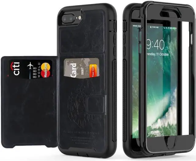 Main image of iPhone 6 7 8 Plus Case Werleo Full-Body Heavy Duty Protection Case with a Dual Layer Wallet designlot & Kickstand for iPhone 6 7 8 Plus 5.5 inch PC TPU and PU Leather 3 Layer Hybrid Case