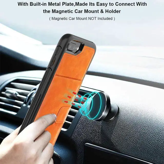 Alt view image 2 of 7 - iPhone 6 7 8 Plus Case Werleo Full-Body Heavy Duty Protection Case with a Dual Layer Wallet designlot & Kickstand for iPhone 6 7 8 Plus 5.5 inch PC TPU and PU Leather 3 Layer Hybrid Case Orange