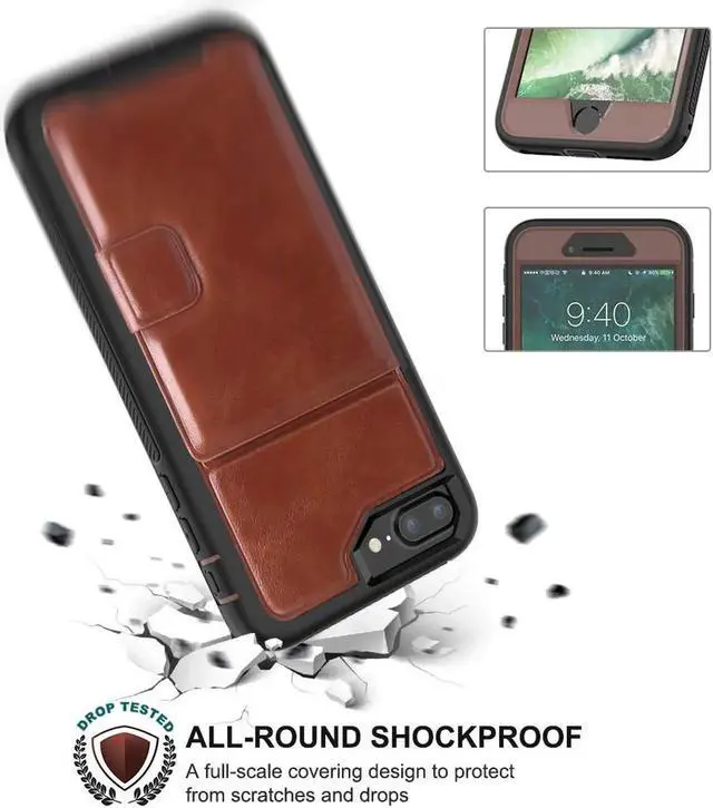 Alt view image 4 of 7 - iPhone 6 7 8 Plus Case Werleo Full-Body Heavy Duty Protection Case with a Dual Layer Wallet designlot & Kickstand for iPhone 6 7 8 Plus 5.5 inch PC TPU and PU Leather 3 Layer Hybrid Case