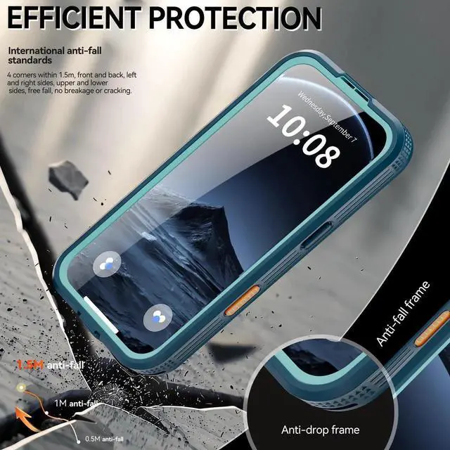 Alt view image 5 of 7 - for iPhone 17 Pro Waterproof Case Compatible with MagSafe, Magnetic Waterproof Full Body IP68 Underwater Case Built-in Screen Protector Military Grade Shockproof Phone Cover with Lanyard Blue