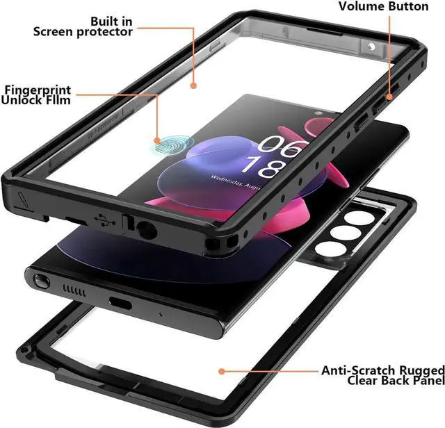 Alt view image 2 of 7 - For Samsung Galaxy Note 20 Ultra Case Waterproof,Built in Screen Protector Full-Body Protection Heavy Duty Shock-Proof Cover Waterproof Case for Galaxy Note 20 Ultra 6.9 inch 5G