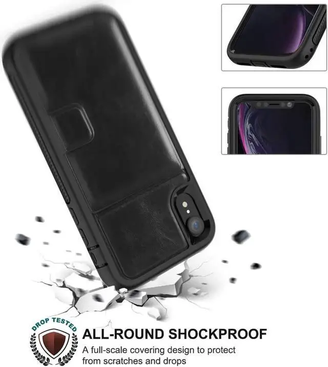 Alt view image 4 of 7 - iPhone XR Case with Wallet Full-Body Military Grade Protection Case with a Dual Layer Wallet designlot & Kickstand for iPhone XR 2018 Release for Girl Women Men